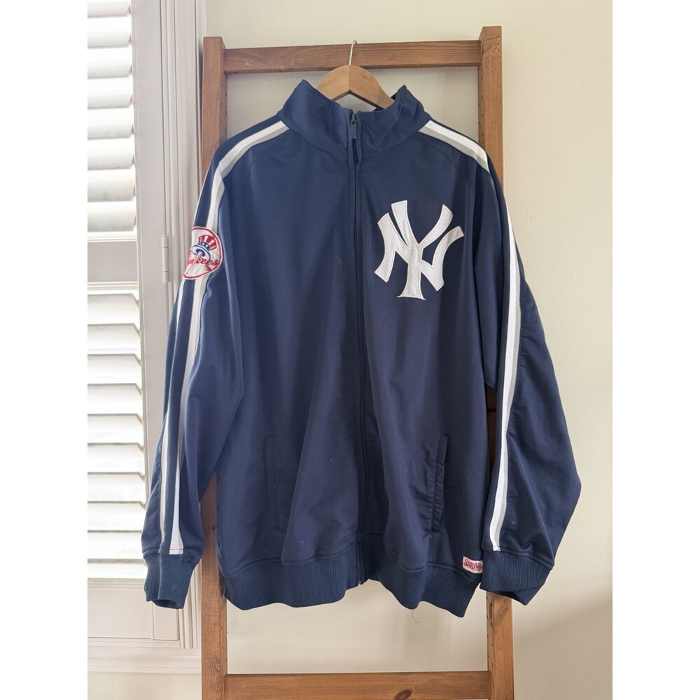Stitches New York Yankees Track Jacket Men’s XL Navy Blue MLB Baseball Big Logo